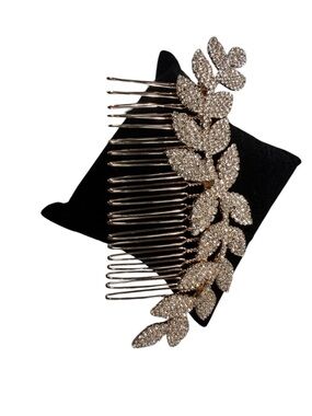 Luxury Crystal Bridal Hair Comb Gold Leaf Rhinestone